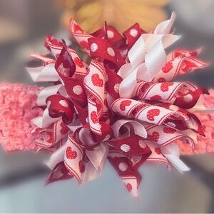 Handmade Pink and Red Hair Bow